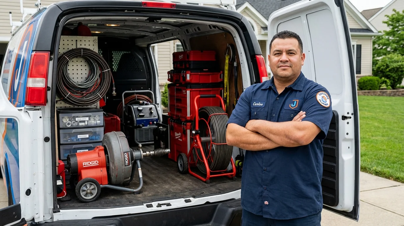Professional drain cleaning equipment and Johns Plumbing LLC plumber in Thibodaux