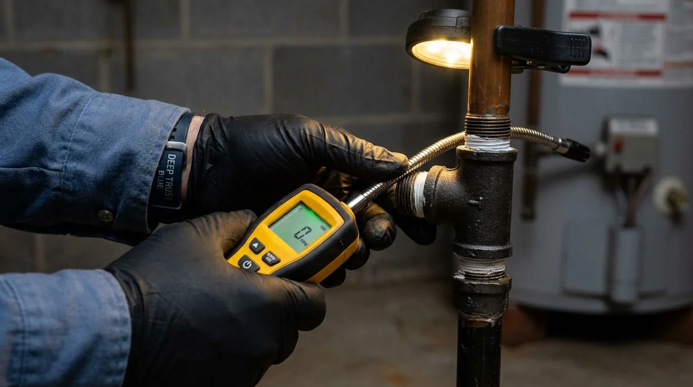 Gas leak detection with electronic sniffer by Johns Plumbing LLC in Thibodaux