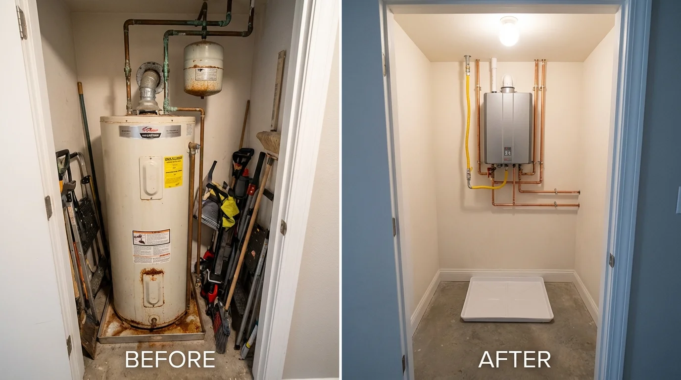 Tank water heater versus wall-mounted tankless unit comparison for Thibodaux, LA homeowners